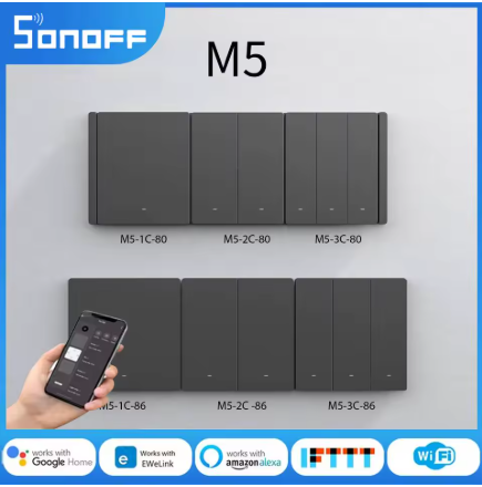 SONOFF M5 SwitchMan WiFi Smart Switch 1/2/3 Gang Wall Switch Work With Alexa Google Alice Siri Smartthings ESP32 Home Assistant